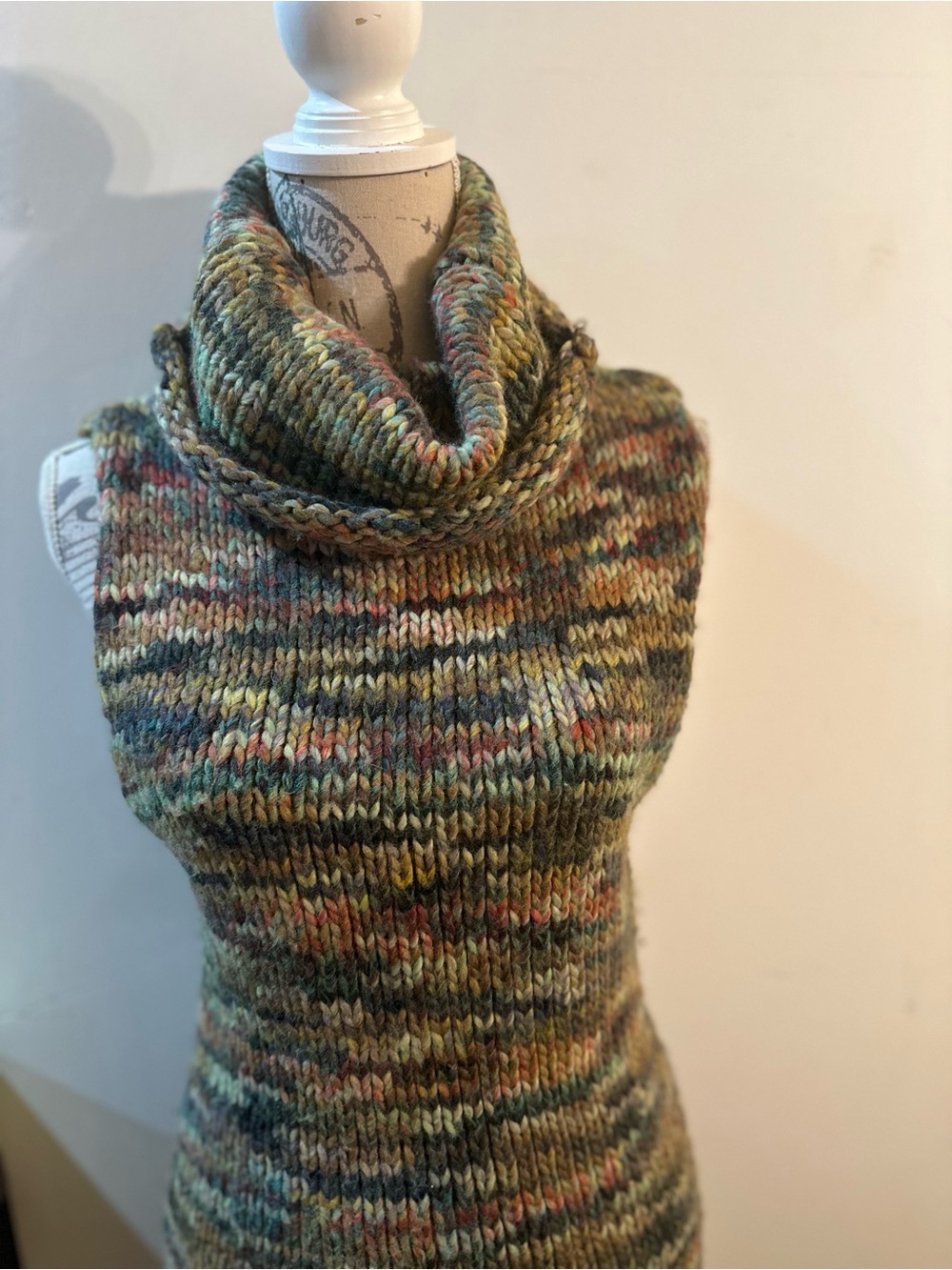 Hot & Delicious Multicolor Marled Knit Cowl Neck Sweater in Green Tones